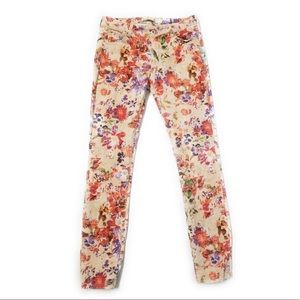 Zara Floral Denim Skinny Jeans NWT